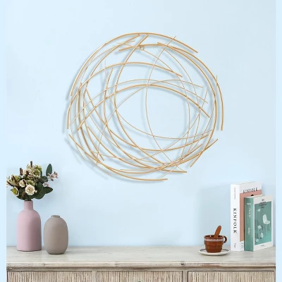 LuxenHome Gold Metal Abstract Swirl Round Wall Decor 1 LuxenHome Gold Metal Abstract Swirl Round Wall Decor