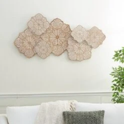 Farmhouse Wood Floral Intricately Carved Wall Decor White - Olivia & May