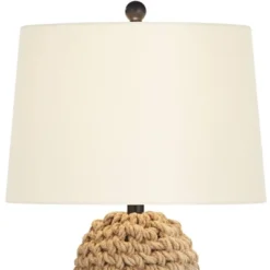 360 Lighting Modern Coastal Table Lamp 26 1/2" High Natural Wicker Rope Tapered Drum Shade For Living Room Bedroom House Bedside -Home Decor Series Store GUEST 033aafb2 7eed 4071 87c3 106ed42b8252