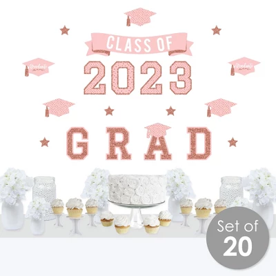 Big Dot Of Happiness Rose Gold Class Of 2023 Graduation Party Wall Decals Set Of 20 1 Big Dot Of Happiness Rose Gold Class Of 2023 Graduation Party Wall Decals Set Of 20
