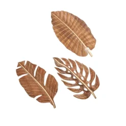 Set Of 3 Mango Wood Leaf Handmade Carved Wall Decors Brown - Olivia & May 9 Set Of 3 Mango Wood Leaf Handmade Carved Wall Decors Brown - Olivia & May -Home Decor Series Store GUEST 049e3fa6 fdc6 4185 a328 e54f79d66cfe