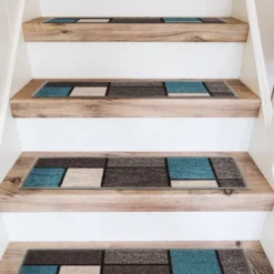 World Rug Gallery Contemporary Modern Boxes Non-Slip Stair Treads -Home Decor Series Store GUEST 05e50781 0039 4b28 95c7 c59161ccc3ad