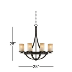 Franklin Iron Works Sperry Bronze Chandelier 28" Wide Rustic Farmhouse Cylinder Scavo Glass Shade 8-Light Fixture For Dining Room House Kitchen Island -Home Decor Series Store GUEST 078b425d 9a82 46ae a0d8 8f18bd9872bc