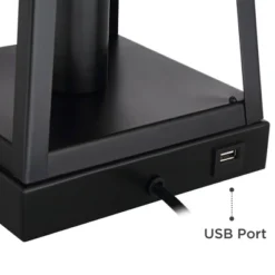 Franklin Iron Works Kacey Industrial Table Lamps 25 1/4" High Set Of 2 Dark Black With USB Charging Port LED Nightlight Peanut Shade For Bedroom Desk 8 Franklin Iron Works Kacey Industrial Table Lamps 25 1/4" High Set Of 2 Dark Black With USB Charging Port LED Nightlight Peanut Shade For Bedroom Desk -Home Decor Series Store GUEST 08140a9b 1c41 4f63 8683 51d6eb062e89