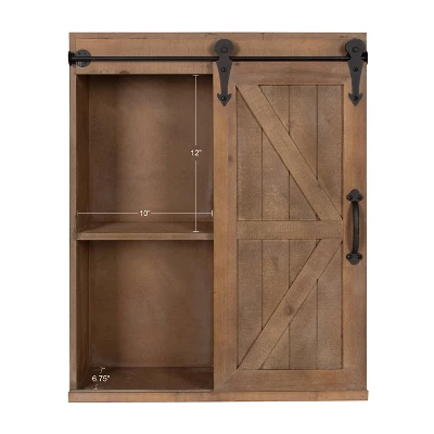 Decorative Wall Storage Cabinet With Sliding Barn Door Rustic Brown - Kate & Laurel All Things Decor 2 Decorative Wall Storage Cabinet With Sliding Barn Door Rustic Brown - Kate & Laurel All Things Decor - Image 2