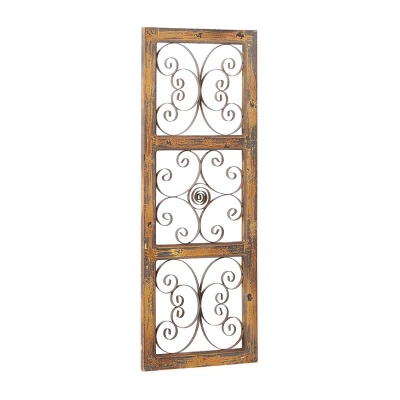 36" X 14" Wood Scroll Window Inspired Wall Decor With Metal Scrollwork Relief Brown - Olivia & May 10 36" X 14" Wood Scroll Window Inspired Wall Decor With Metal Scrollwork Relief Brown - Olivia & May - Image 10