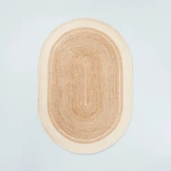 Bordered Color Block Braided Jute Area Rug Cream/Natural - Hearth & Hand™ With Magnolia -Home Decor Series Store GUEST 0a81f656 abad 4d47 9e9b 653234a3bd82