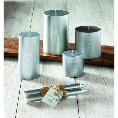 Tagltd Metallic Pillar Candle 3X3 1 Tagltd Metallic Pillar Candle 3X3