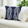 18"x18" Front Porch Ropes Print Indoor/Outdoor Square Throw Pillow Navy - Liora Manne
