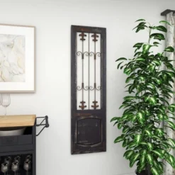 Traditional Metal Scroll Distressed Door Inspired Ornamental Wall Decor With Metal Wire Details Brown - Olivia & May -Home Decor Series Store GUEST 0f89feed a1cb 40b6 b7e5 388f54fd143a