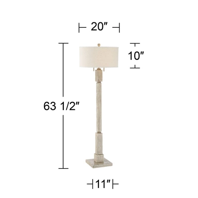 Barnes And Ivy Baluster Country Cottage Floor Lamp 63 1/2" Tall Pickled Wood Oatmeal Linen Drum Shade For Living Room Reading Bedroom Office House 7 Barnes And Ivy Baluster Country Cottage Floor Lamp 63 1/2" Tall Pickled Wood Oatmeal Linen Drum Shade For Living Room Reading Bedroom Office House - Image 7