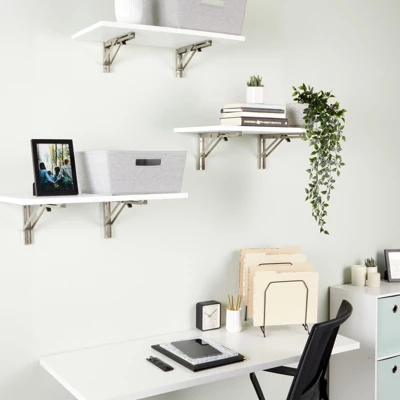 Built Industrial 2 Pack Folding L Wall Shelf Bracket, 14 Inch Collapsible Hardware With Locking Hinge For Garage Shelves, Holds 140lbs 1 Built Industrial 2 Pack Folding L Wall Shelf Bracket, 14 Inch Collapsible Hardware With Locking Hinge For Garage Shelves, Holds 140lbs