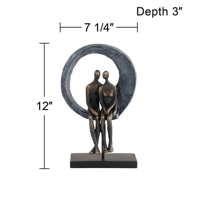 Studio 55D Abstract Couple 12" High Antique Brass Sculpture 7 Studio 55D Abstract Couple 12" High Antique Brass Sculpture - Image 7