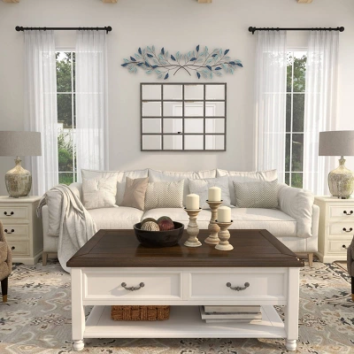 15" X 52" Metal Leaf Wall Decor With Gold Accent Blue - Olivia & May 12 15" X 52" Metal Leaf Wall Decor With Gold Accent Blue - Olivia & May - Image 12