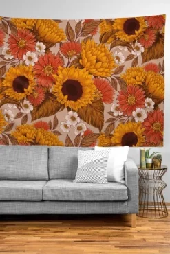 Avenie Sunflower Meadow Neutral Tapestry - Society6