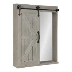 Decorative Wood Wall Storage Cabinet With Vanity Mirror Rustic Gray - Kate & Laurel All Things Decor -Home Decor Series Store GUEST 17852cea c012 430b 9621 653db457d8ac