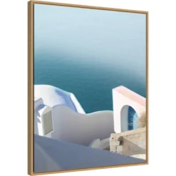 Home Decor Series Store 37 22" X 28" Santorini Greek Architecture II By Sara Zieve Miller Framed Canvas Wall Art Light Brown - Amanti Art