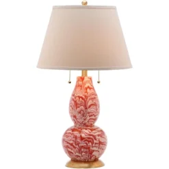 Color Swirls Glass Table Lamp (Set Of 2) - Orange/White - Safavieh