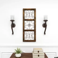 36" X 14" Wood Scroll Window Inspired Wall Decor With Metal Scrollwork Relief Brown - Olivia & May 18 36" X 14" Wood Scroll Window Inspired Wall Decor With Metal Scrollwork Relief Brown - Olivia & May -Home Decor Series Store GUEST 1d8d1db6 4bc6 4dd5 a299 2dd51588bbef