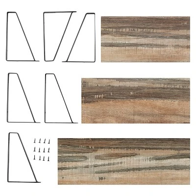 3pc Capri Wall Shelf Set With Brackets Black/Rustic - Danya B. 6 3pc Capri Wall Shelf Set With Brackets Black/Rustic - Danya B. - Image 6