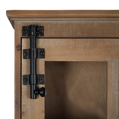 Hutchins Decorative Farmhouse Wood Wall Cabinet With Window Pane Glass Door Rustic Brown - Kate & Laurel All Things Decor 3 Hutchins Decorative Farmhouse Wood Wall Cabinet With Window Pane Glass Door Rustic Brown - Kate & Laurel All Things Decor - Image 3