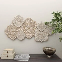 Farmhouse Wood Floral Intricately Carved Wall Decor White - Olivia & May -Home Decor Series Store GUEST 2212cda3 e0a0 46cb 8b50 9b5bd0425300