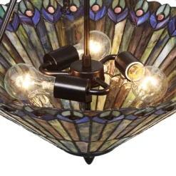 Robert Louis Tiffany Bronze Pendant Chandelier 20" Wide Rustic Peacock Stained Art Glass 3-Light Fixture For Dining Room House Kitchen Island Entryway 13 Robert Louis Tiffany Bronze Pendant Chandelier 20" Wide Rustic Peacock Stained Art Glass 3-Light Fixture For Dining Room House Kitchen Island Entryway -Home Decor Series Store GUEST 223bdd4f 4482 4255 8620 2963cc7ec347