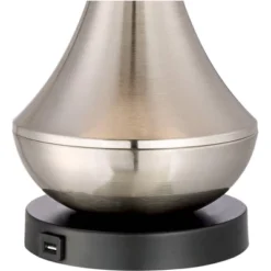 360 Lighting Simon Modern Table Lamps 25 1/2" High Set Of 2 Brushed Nickel With USB Charging Port And Table Top Dimmers White Fabric For Home Desk -Home Decor Series Store GUEST 23092e0f b7cb 404e 84af f4cf81c3762c