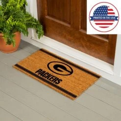 Evergreen Green Bay Packers Logo Turf Mat, Brown- 28 X 16 Inches Indoor Outdoor Doormat -Home Decor Series Store GUEST 247480fe 963f 44d9 a75e 3c2138ce664e