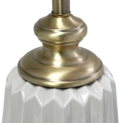 25" Classic Fluted Ceramic/Metal Table Lamp With Fabric Shade Gray/White - Lalia Home -Home Decor Series Store GUEST 25cd58ec 045f 4d23 ab06 575396fc540b