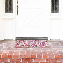 Juvale Natural Coir Hello Spring Door Mat For Front Door Entry, Floral Welcome Non-Slip Rug, 30x17 In