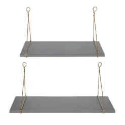 2pc Vista Wood And Metal Wall Shelves - Kate & Laurel All Things Decor
