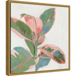 16" X 16" Pink Ficus I By Asia Jensen Framed Canvas Wall Art - Amanti Art