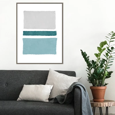 22" X 30" Painted Weaving V Blue Green By Piper Rhue Framed Canvas Wall Art Gray Wash - Amanti Art 5 22" X 30" Painted Weaving V Blue Green By Piper Rhue Framed Canvas Wall Art Gray Wash - Amanti Art - Image 5