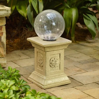 Crackled Glass Solar Gazing Ball Beige - Smart Solar 2 Crackled Glass Solar Gazing Ball Beige - Smart Solar - Image 2