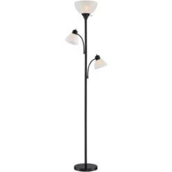 360 Lighting Bingham Modern Torchiere Floor Lamp With Side Lights 71 1/2" Tall Black Metal White Shade For Living Room Reading Bedroom Office House -Home Decor Series Store GUEST 2b09ab67 c055 4621 8bea 6a6bd8307ce5