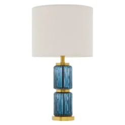 19.5" Vivian Cylinder Base Table Lamp Blue/Gold - River Of Goods -Home Decor Series Store GUEST 2c7f625b cc3b 416f b707 5de472d54e83