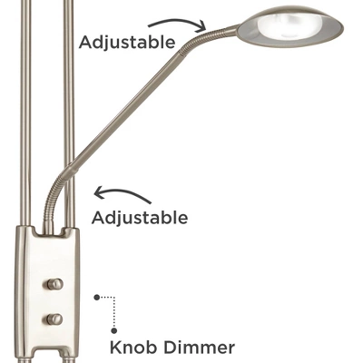 360 Lighting Canby Modern Torchiere Floor Lamp With Side Light 72" Tall Brushed Nickel Dimmable LED For Living Room Reading Bedroom Office House Home 3 360 Lighting Canby Modern Torchiere Floor Lamp With Side Light 72" Tall Brushed Nickel Dimmable LED For Living Room Reading Bedroom Office House Home - Image 3