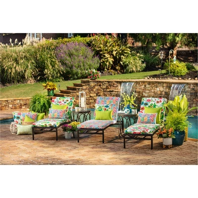 Floral Mania 2pc Rectangular Outdoor Throw Pillow Set Pink - Pillow Perfect 1 Floral Mania 2pc Rectangular Outdoor Throw Pillow Set Pink - Pillow Perfect