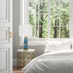 19.5" Vivian Cylinder Base Table Lamp Blue/Gold - River Of Goods -Home Decor Series Store GUEST 3069c1bb 20b7 466f 8c55 1f9107511923