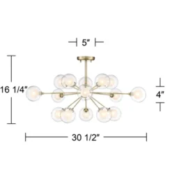 Possini Euro Design Modern Ceiling Light Semi Flush Mount Fixture Sputnik Brass 30 1/2" Wide 15-Light Double Glass Ball Hallway -Home Decor Series Store GUEST 317f6f78 bba3 4e43 bc4e 75fe5664e121