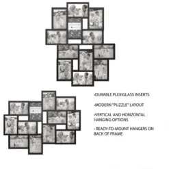 12-Photo Picture Frame Collage - Multi-Picture Wall-Mounted Display Gallery With 12 Openings For 4x6-Inch Photos Or Pictures By Lavish Home (Black) -Home Decor Series Store GUEST 31c176ec 17e7 4482 a6a1 fe0392031020