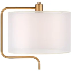 Possini Euro Design Carlyle Modern Mid Century Desk Lamp 30 1/2" Tall Gold With USB And AC Power Outlet In Base Double Drum Shades For Living Room -Home Decor Series Store GUEST 36006d1f 83d7 446c afd0 243d96b800f8