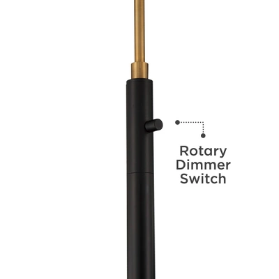 Possini Euro Design Modern Arc Floor Lamp 63 1/2" Tall Warm Gold Black Metal Cage Off-White Linen Shade For Living Room Reading 3 Possini Euro Design Modern Arc Floor Lamp 63 1/2" Tall Warm Gold Black Metal Cage Off-White Linen Shade For Living Room Reading - Image 3