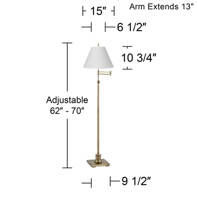 360 Lighting Swing Arm Floor Lamp Adjustable Height 70" Tall Antique Brass Antique White Linen Empire Shade For Living Room Reading Bedroom 1 360 Lighting Swing Arm Floor Lamp Adjustable Height 70" Tall Antique Brass Antique White Linen Empire Shade For Living Room Reading Bedroom