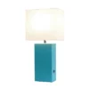 Leather Table Lamp And Fabric Shade Teal - Elegant Designs