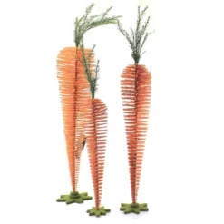 Easter Standing Carrot Trees Set / 3 - 3 Carrot Trees / Display 6.00 Inches - Decorate Decor Mantle Display - Em1799 - Plastic - Orange