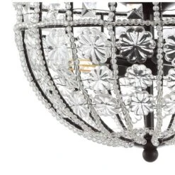 12" LED Metal/Acrylic Crystal Flower Semi Flush Mount Black/Clear - Jonathan Y -Home Decor Series Store GUEST 3e9304bf 2d7a 45f9 a19e 7052a30bbd5d