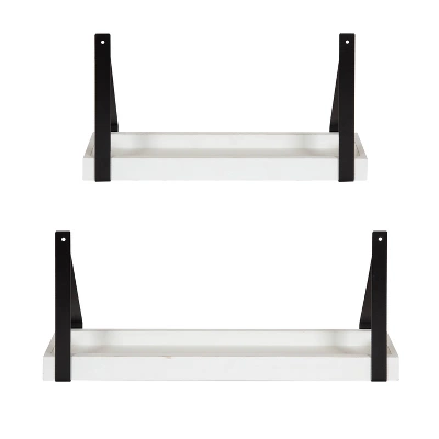 (Set Of 2) 5" X 10" Sudbury Wood And Metal Wall Shelf Set White/Black - Kate & Laurel All Things Decor 2 (Set Of 2) 5" X 10" Sudbury Wood And Metal Wall Shelf Set White/Black - Kate & Laurel All Things Decor - Image 2