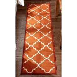 Dallas Moroccan Trellis Modern Geometric Lattice Thin Pile Machine Washable Indoor Outdoor Area Rug